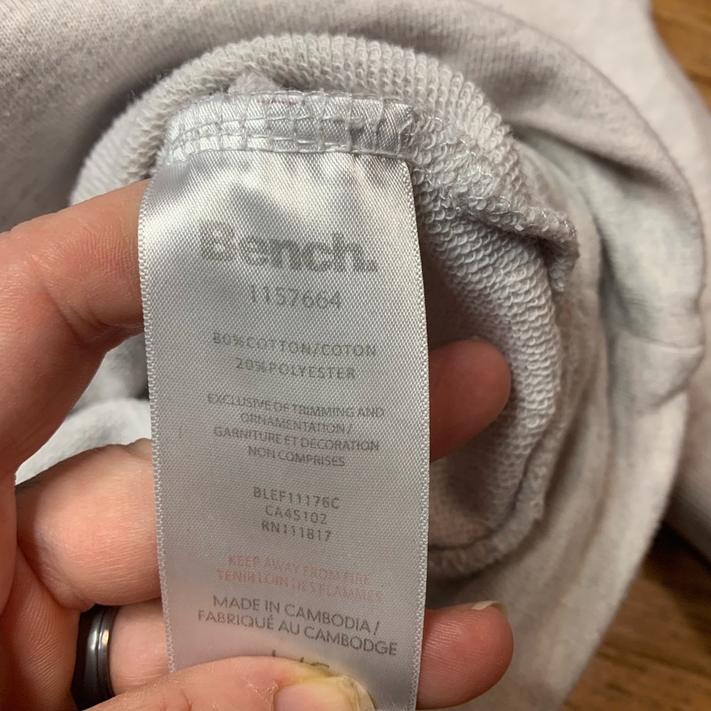 Bench Light Grey Marl Pullover Hoodie | Size Large | Minimalist Logo - Picture 4 of 8